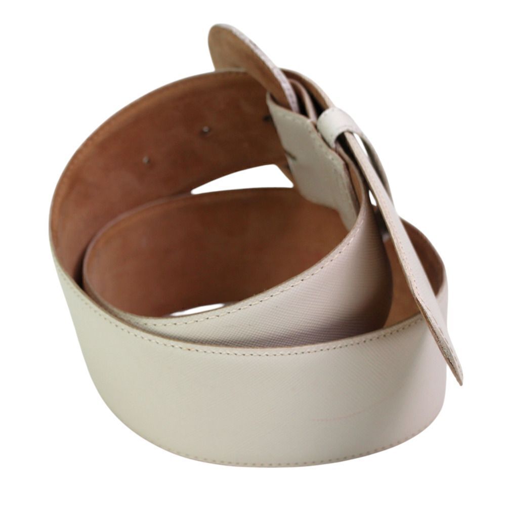 The Leather Snop IVORY REAL LEATHER 2"Wd STITCHED CASUAL WOMEN'S BELT Sz M (F68 - Picture 5 of 13